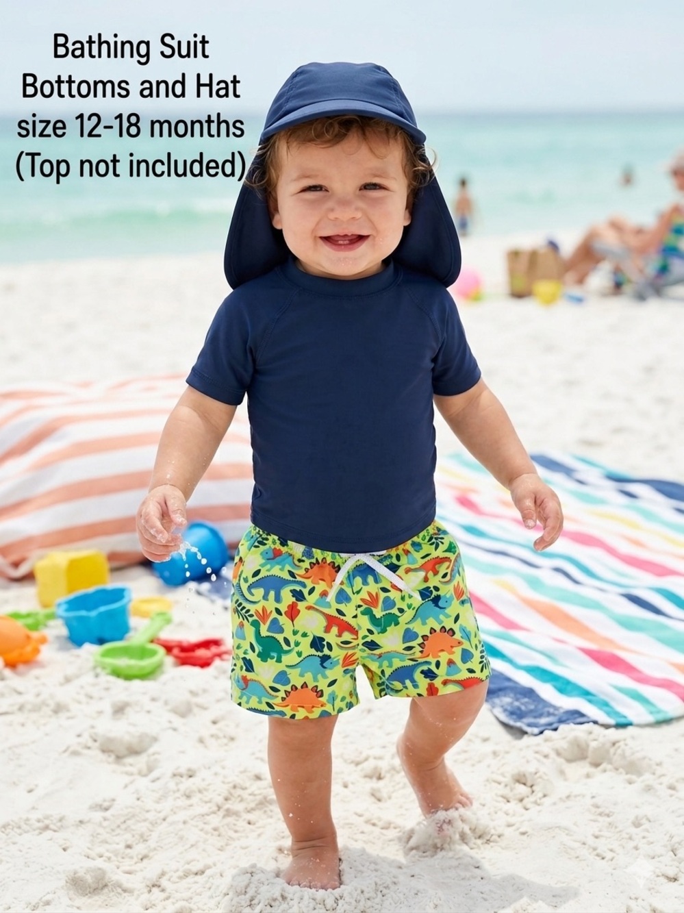 Swim trunks boys and cute carter’s sun hat size 12-18 months (top not included)